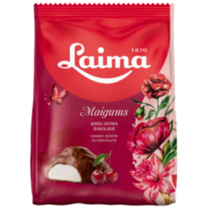 Sweets, Marshmallow "Maigums" Cherry zephyr in chocolate Laima 200g